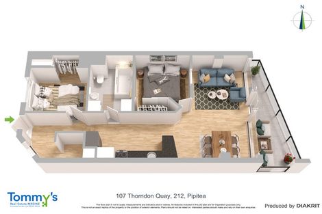 Photo of property in Stadium Garden Flats, 212/107 Thorndon Quay, Pipitea, Wellington, 6011
