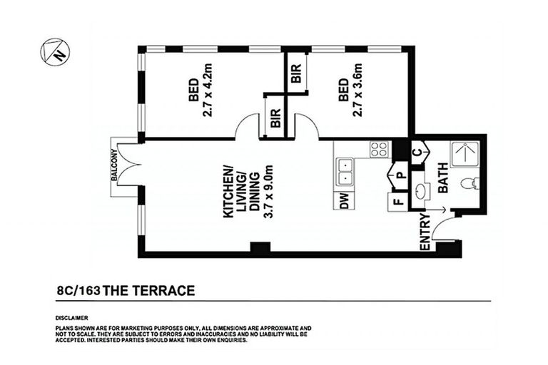 Photo of property in Terrace Heights Apartments, 8c/163 The Terrace, Wellington Central, Wellington, 6011