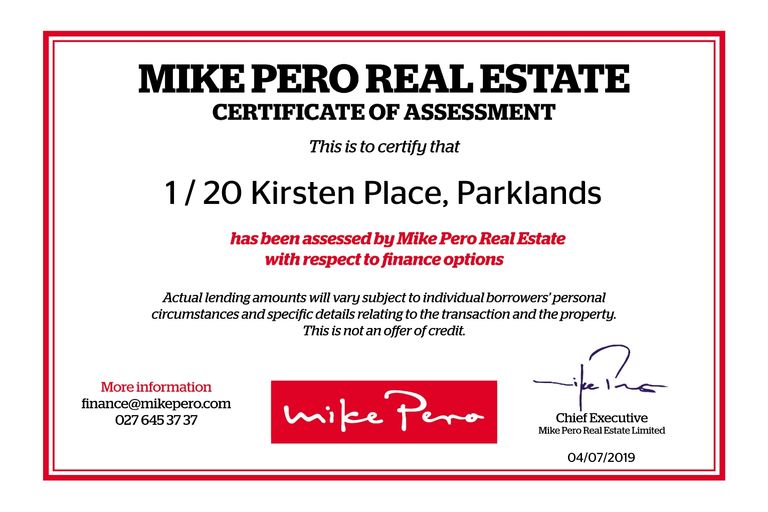 Photo of property in 1/20 Kirsten Place, Parklands, Christchurch, 8083