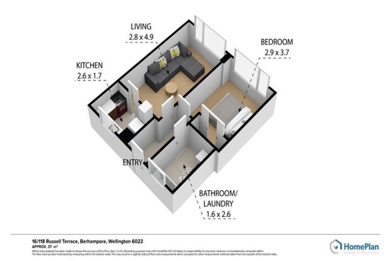 Photo of property in Beresford Apartments, 16/118u Russell Terrace, Berhampore, Wellington, 6023