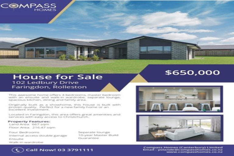 Photo of property in 102 Ledbury Drive, Rolleston, 7615